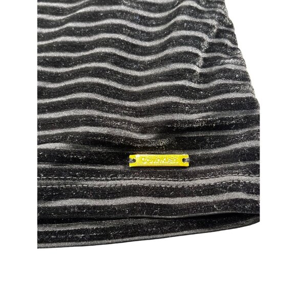 Calvin Klein Black Striped Short Sleeve Top L - Picture 7 of 9